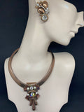 Copper Snake Chain Necklace & Clip-On Earrings Set