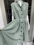 Vintage 1950s Green Check Casual Dress