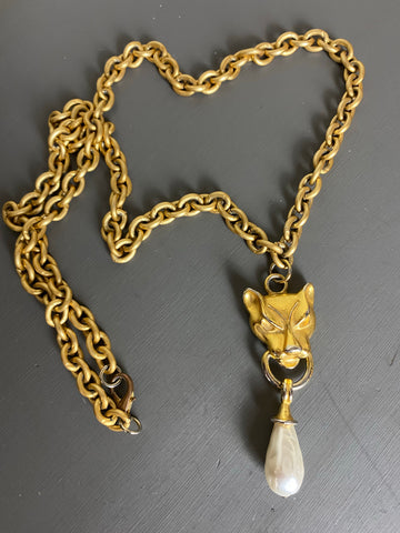 Vintage Dangling Leopard long necklace