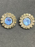 Vintage Blue Rhinestone Clip-On Earrings