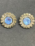 Vintage Blue Rhinestone Clip-On Earrings