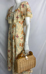 Vintage Wicker Bag with Butterscotch Lucite Handle