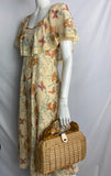 Vintage Wicker Bag with Butterscotch Lucite Handle