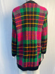 Vintage Raspberry Check Mohair Cardigan