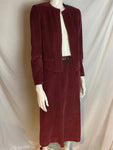 Ports International Burgundy Velvet Cord Skirt Suit