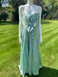 1950s “Eau De Nil” damask silk dress.