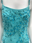 1990s Bias Cut Beaded Blue Dress