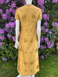 Vintage 1960s Long Mustard Yellow Taffeta Silk Dress