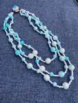 Vintage triple row glass “Eau de Nil” beads necklace.