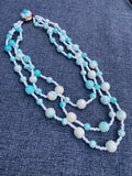 Vintage triple row glass “Eau de Nil” beads necklace.
