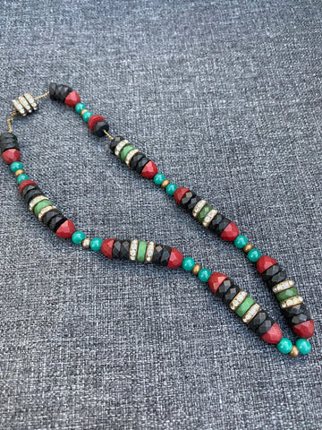 Vintage Louis Rousselet France Glass and Galalith necklace.