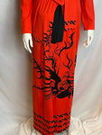Vintage Red Dress with Firebird Print