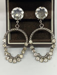 1980s Long Dangling Glass Clip-on Earrings