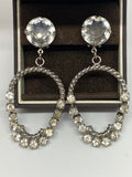 1980s Long Dangling Glass Clip-on Earrings