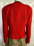 Vintage Red Bouclé Jacket with Heart Glass Buttons