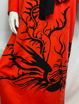 Vintage Red Dress with Firebird Print