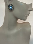 Vintage Blue Rhinestone Clip-On Earrings