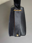 Vintage 1950s Needlepoint Black Satin Mini Bag