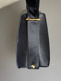 Vintage 1950s Needlepoint Black Satin Mini Bag
