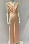 Vintage 1930s Bias Cut Peach Rayon Dress