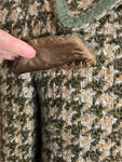 Vintage Green Houndtooth Tweed Coat