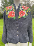 Matelasse Jacket with Appliqué silk Roses and Beads