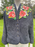Matelasse Jacket with Appliqué silk Roses and Beads