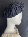 Vintage 1950s Black Gathered Beret Hat
