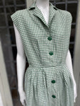 Vintage 1950s Green Check Casual Dress