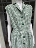 Vintage 1950s Green Check Casual Dress