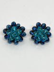 Vintage 1970s Blue Glass Clip-On Earrings