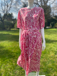 Liz Lippiatt Ethnic Print Pink Silk Skirt Suit