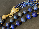 Ram Head Tasselled Lapis Lazuli Bead Necklace