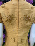 Vintage 1960s Long Mustard Yellow Taffeta Silk Dress