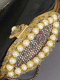 Vintage evening satin bag with ormolu frame and pearls