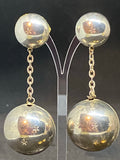 Vintage Dangling Spheres Silver Tone Earrings