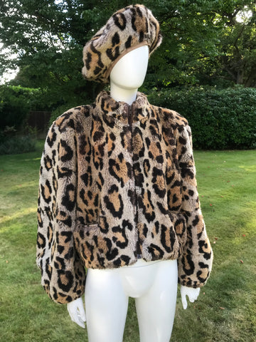 Vintage Couture Helene Leopard Faux Fur Coat