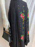 Vintage 1950s Needlepoint Black Satin Mini Bag