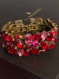 Vintage Red and Pink Crystal Hinged Cuff