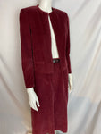 Ports International Burgundy Velvet Cord Skirt Suit