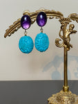 Philippe Ferrandis France Turquoise Clip On Earrings