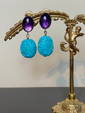 Philippe Ferrandis France Turquoise Clip On Earrings