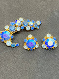 Vintage Austrian Crystal Star Earrings and Brooch Set