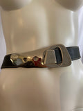 1980s State of Claude Montana Black Leather Belt