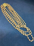 Vintage Five Strand Beige Glass Bead Necklace