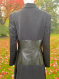 Vintage 1990s Black Maxi Leather Corseted Coat