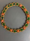Vintage Faux Coral and Emerald Necklace