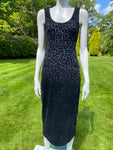 Vintage 1990s Hunza Leopard Devore Bodycon MIDI Dress