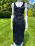 Vintage 1990s Hunza Leopard Devore Bodycon MIDI Dress