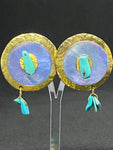 Valerie Viloin Labbe Paris Gold and Turquoise Clip-On Earrings